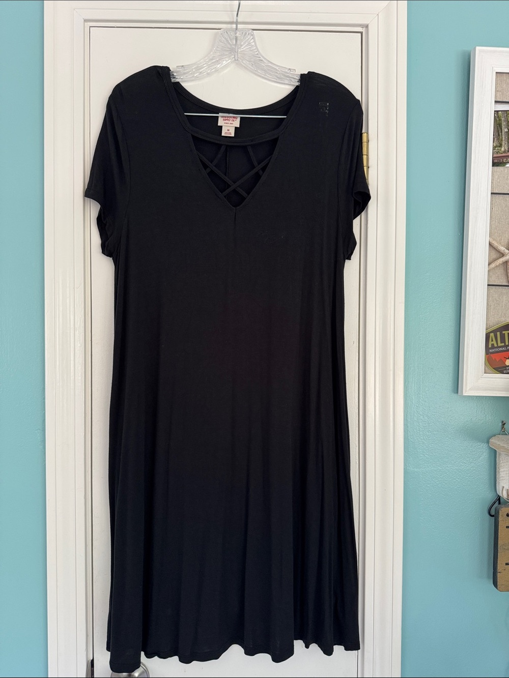 Mossimo Supply Co. Black Crisscross Neck T-shirt style dress